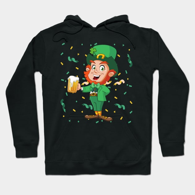 Leprechaun Drinking Beer St. Patrick's Day Hoodie by Quotes NK Tees